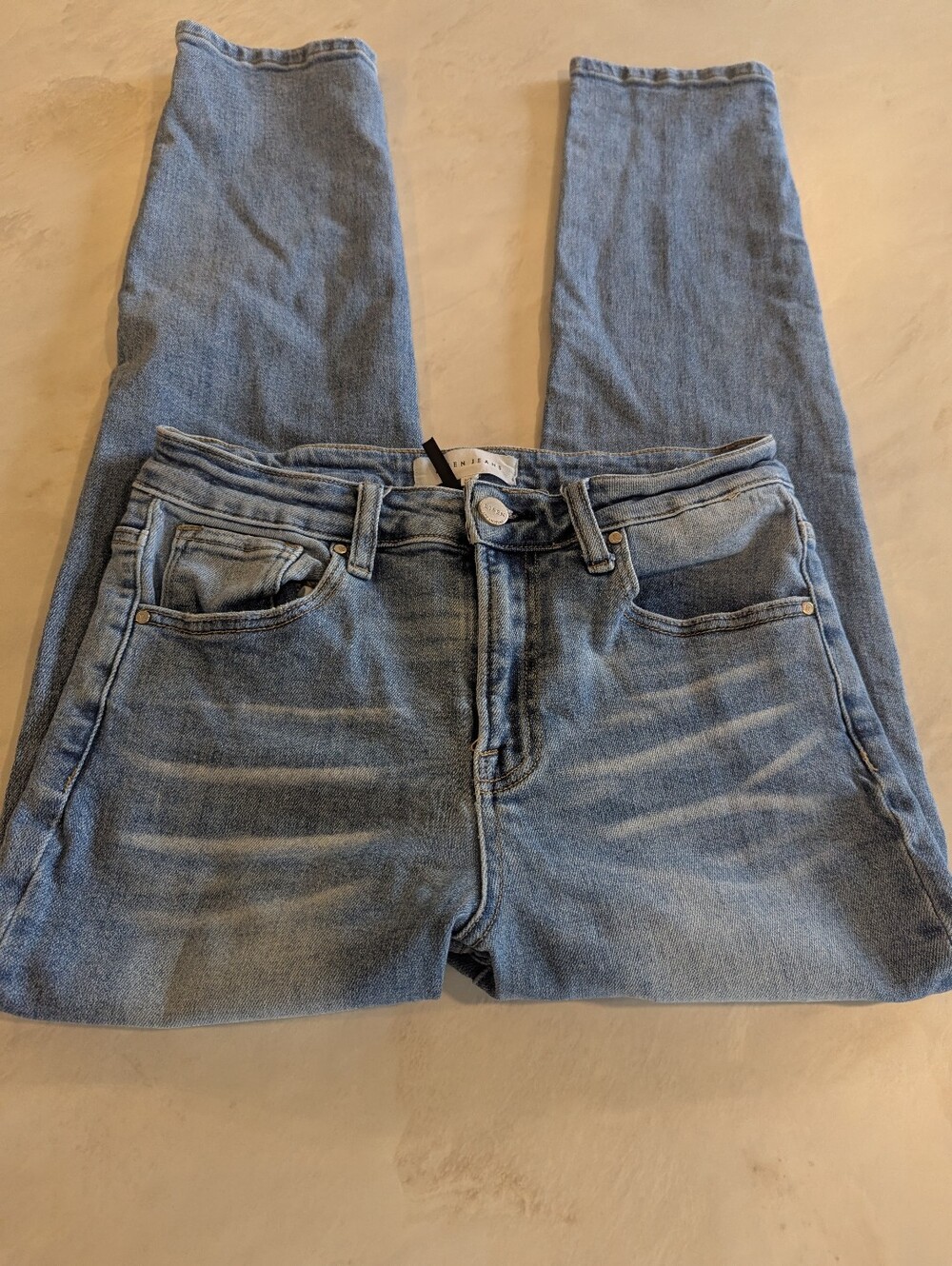 Risen Mid Rise Skinny Relaxed Casual Jeans 9/29 Slim Fit Light Wash Waist 27